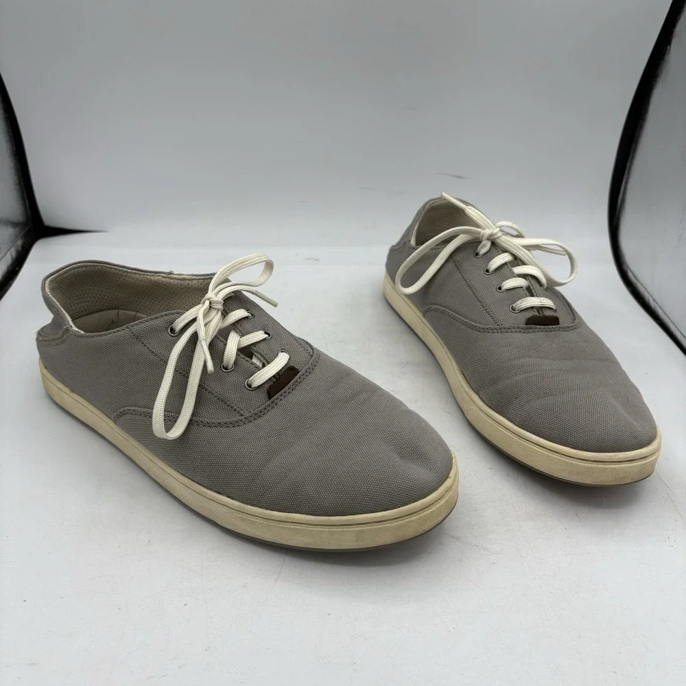 OluKai Shoes Mens Size 10 Kahu Lace Gray Casual Boat Sneaker Canvas